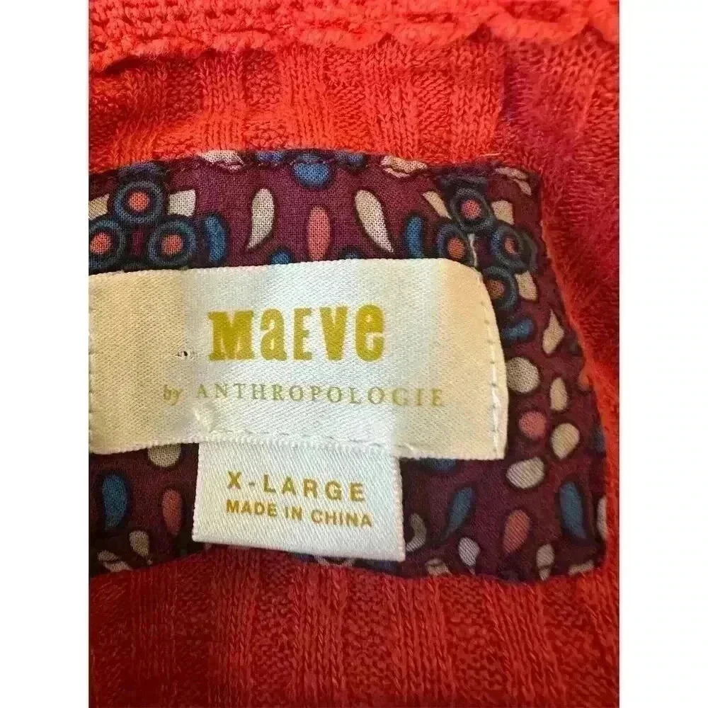 Maeve Ribbed Knit Tunic Sweater Womens XL Orange Cowl Neck Peplum Long Sleeve - Picture 5 of 9
